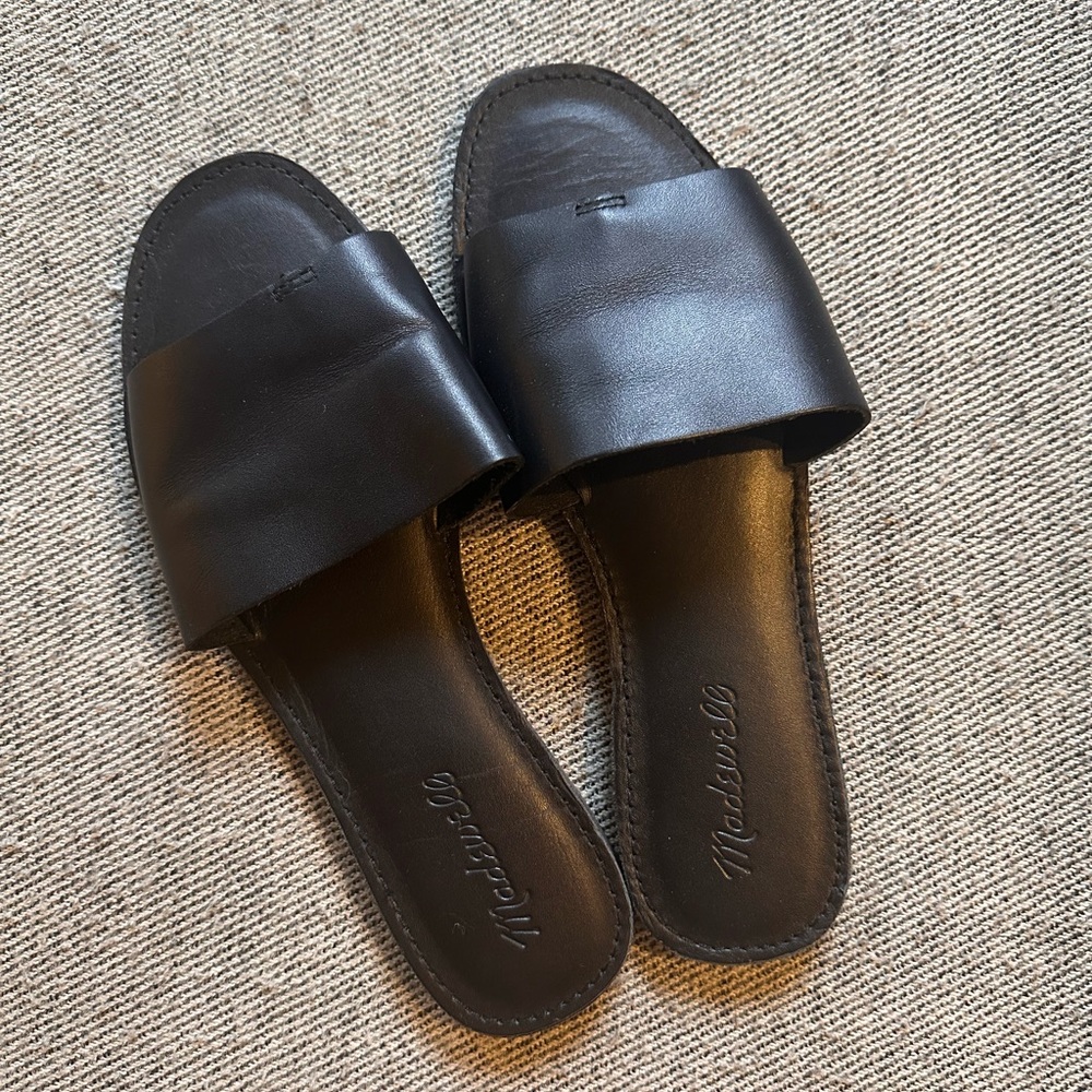Madewell black leather slides